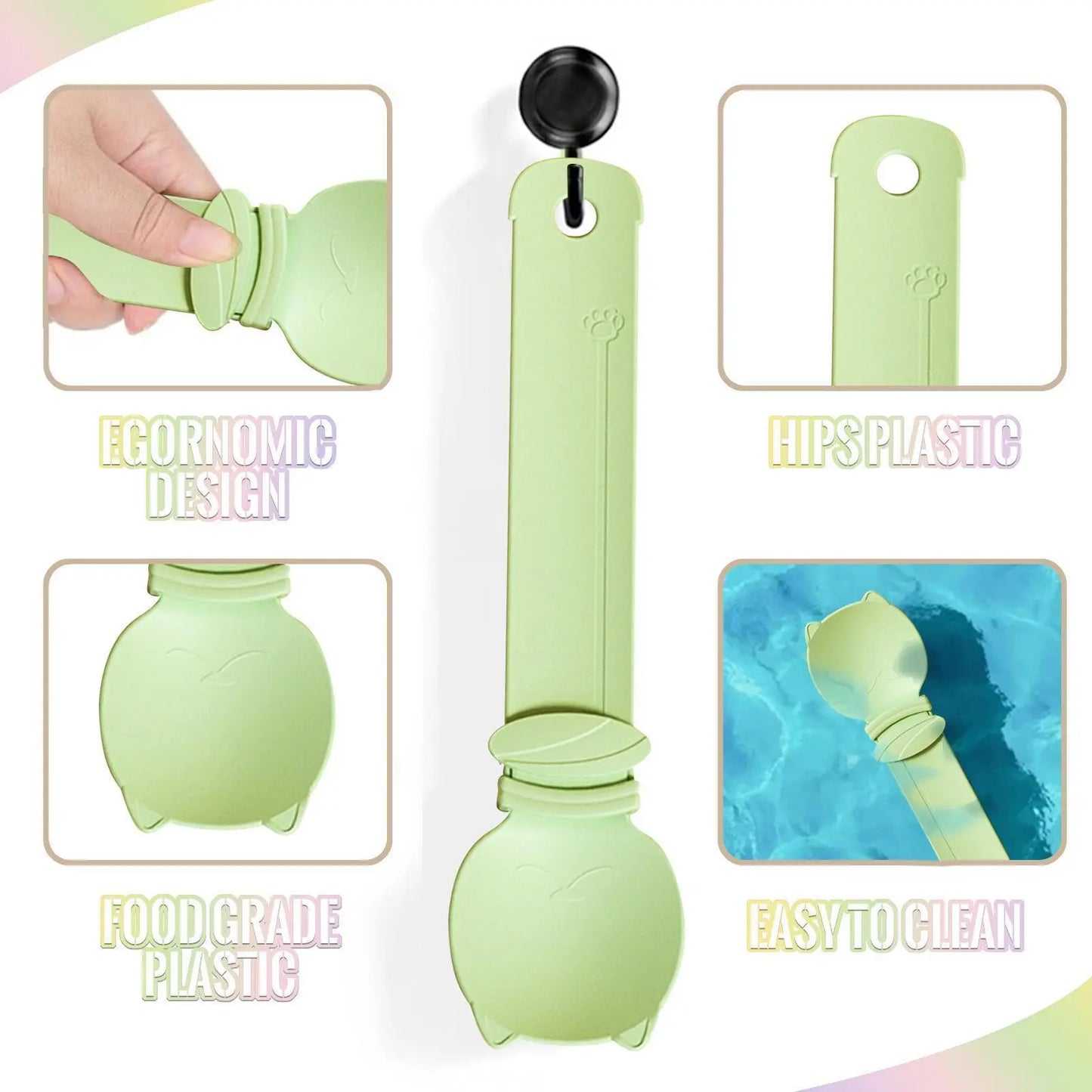 Cat Treat Spoon - 4 Count Multifunctional Dispenser for Wet Food, Licky Treats, and Puree Tubes with Extra Long Handle for Easy Feeding and Storage