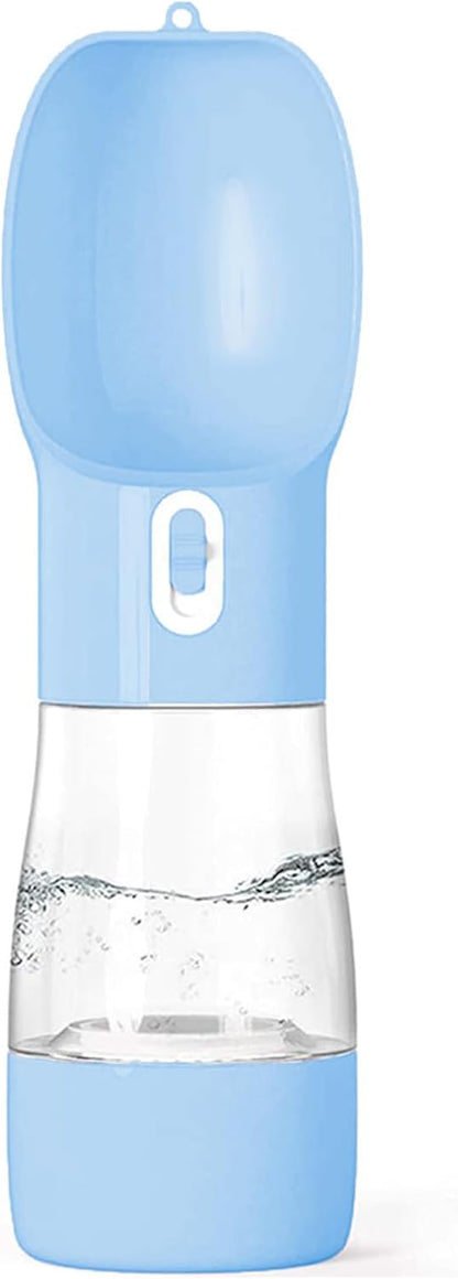 Portable Dog Water Bottle with Leak-Proof Dispenser, Integrated Bowl & Food Container - Dishwasher Safe, Food Grade Plastic for Outdoor Activities, Hiking, and Travel - Blue