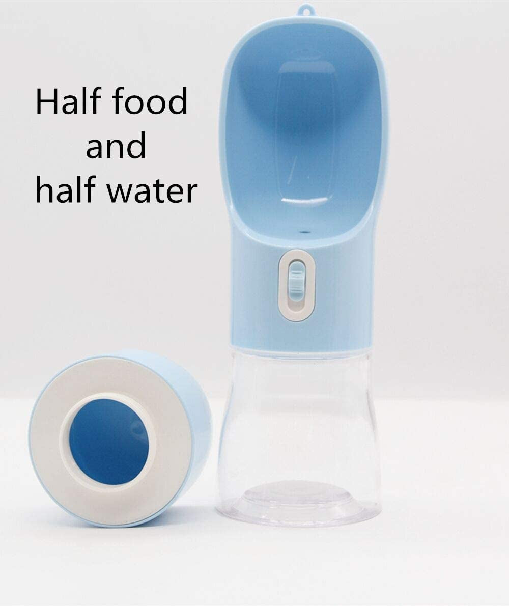 Portable Dog Water Bottle with Leak-Proof Dispenser, Integrated Bowl & Food Container - Dishwasher Safe, Food Grade Plastic for Outdoor Activities, Hiking, and Travel - Blue
