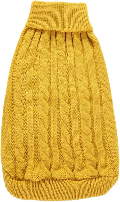 Small Dog Sweaters Knitted Pet Cat Warm Dog Sweatshirt Winter Clothes Kitten Puppy Sweater (X-Small,Yellow)