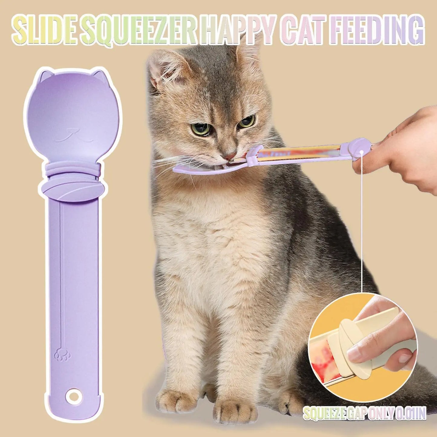 Cat Treat Spoon - 4 Count Multifunctional Dispenser for Wet Food, Licky Treats, and Puree Tubes with Extra Long Handle for Easy Feeding and Storage