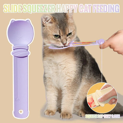 Cat Treat Spoon - 4 Count Multifunctional Dispenser for Wet Food, Licky Treats, and Puree Tubes with Extra Long Handle for Easy Feeding and Storage