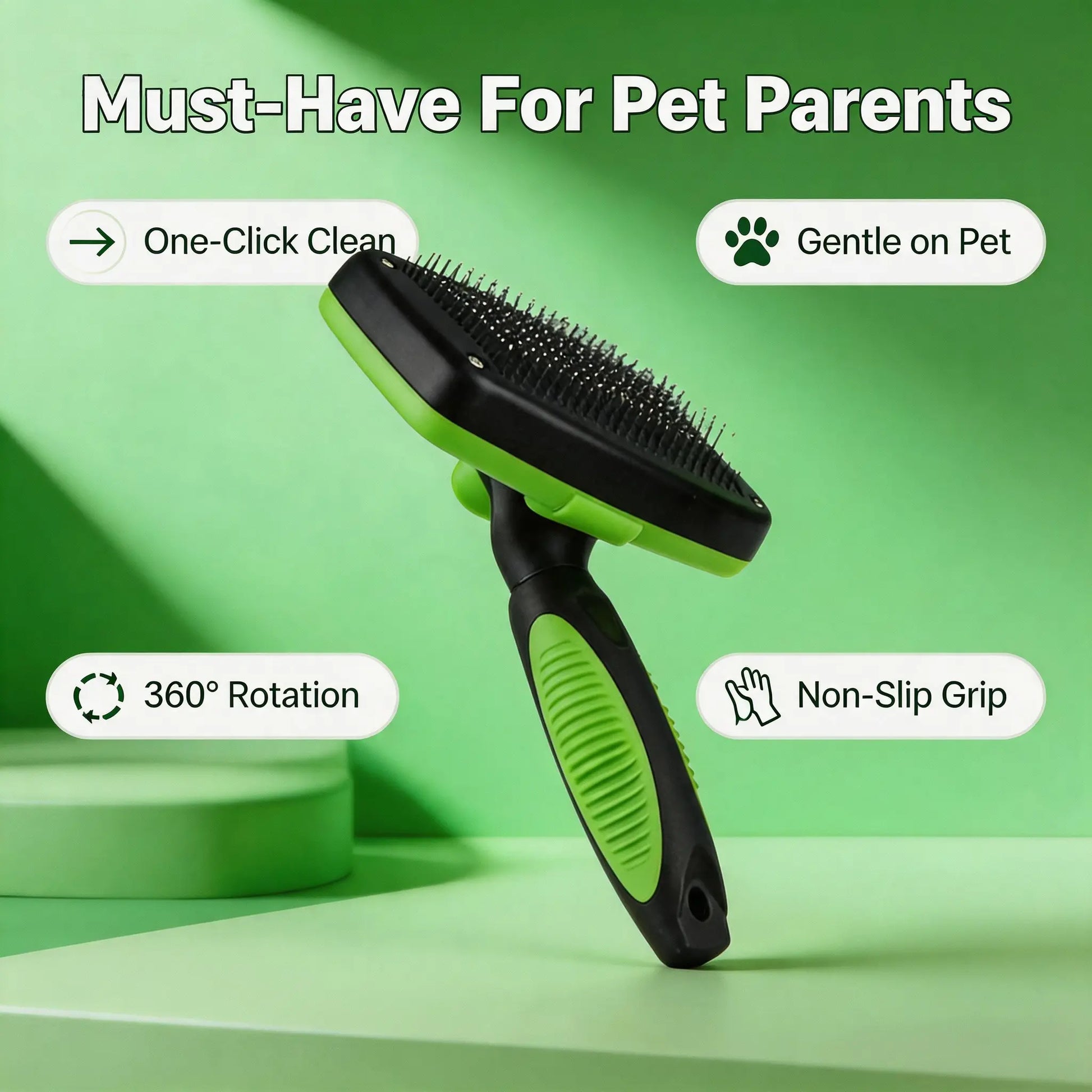 Self-Cleaning Pet Slicker Brush - One-Click Release Dog & Cat Grooming Comb