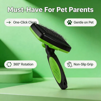 Self-Cleaning Pet Slicker Brush - One-Click Release Dog & Cat Grooming Comb