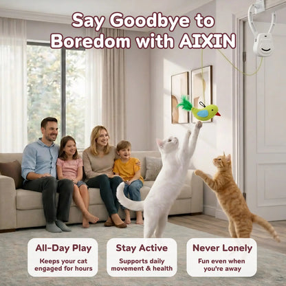 AIXINPET Rechargeable Electric Cat Teaser - Interactive Door-Mounted Toy with Adjustable String Length and Multiple Accessories for Indoor Play, Featuring Two Exciting Exercise Modes