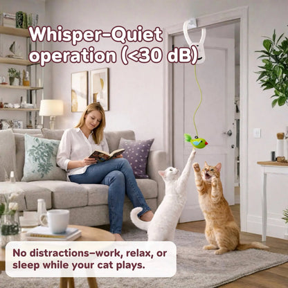 AIXINPET Rechargeable Electric Cat Teaser - Interactive Door-Mounted Toy with Adjustable String Length and Multiple Accessories for Indoor Play, Featuring Two Exciting Exercise Modes