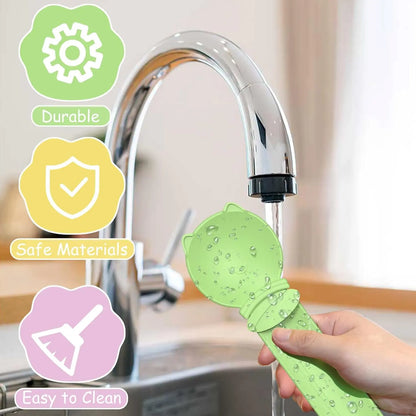 Cat Treat Spoon - 4 Count Multifunctional Dispenser for Wet Food, Licky Treats, and Puree Tubes with Extra Long Handle for Easy Feeding and Storage