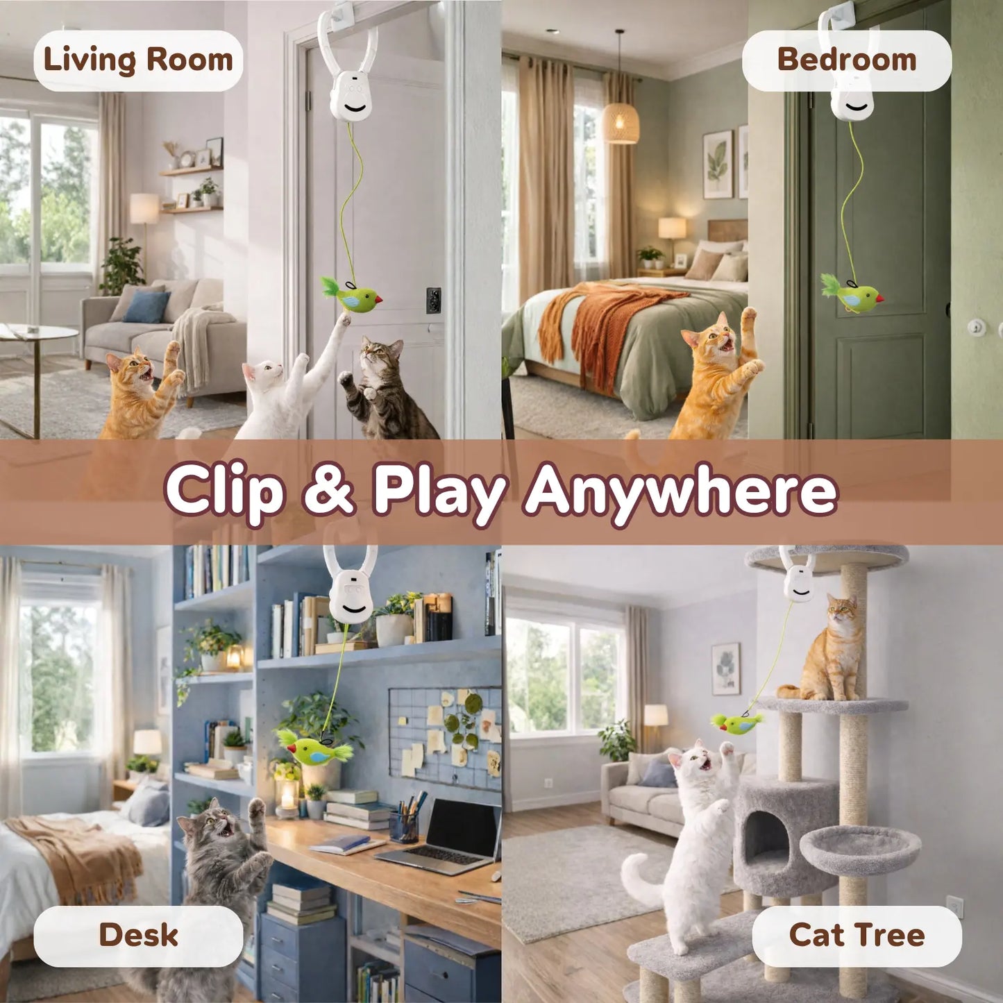 AIXINPET Rechargeable Electric Cat Teaser - Interactive Door-Mounted Toy with Adjustable String Length and Multiple Accessories for Indoor Play, Featuring Two Exciting Exercise Modes