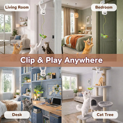 AIXINPET Rechargeable Electric Cat Teaser - Interactive Door-Mounted Toy with Adjustable String Length and Multiple Accessories for Indoor Play, Featuring Two Exciting Exercise Modes