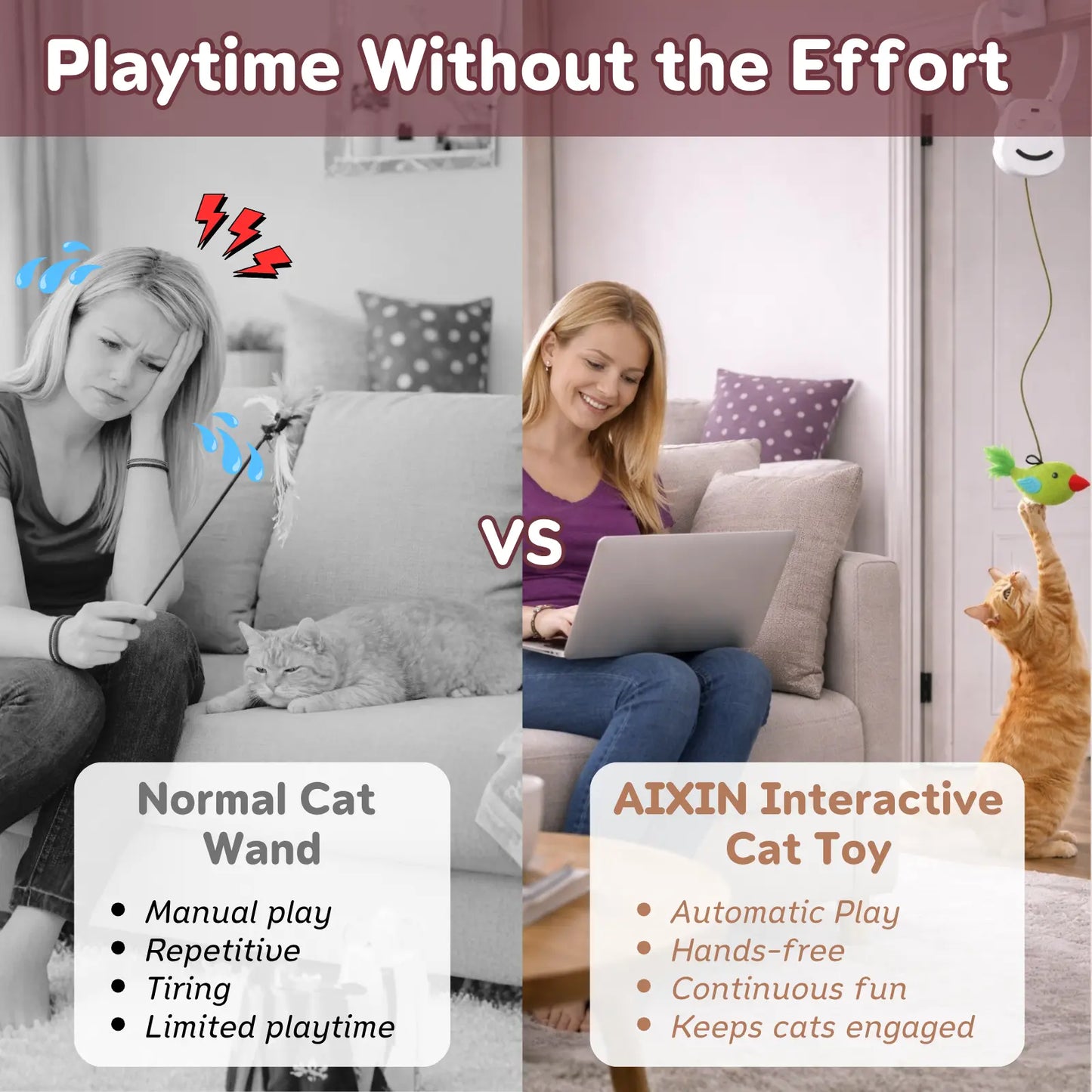 AIXINPET Rechargeable Electric Cat Teaser - Interactive Door-Mounted Toy with Adjustable String Length and Multiple Accessories for Indoor Play, Featuring Two Exciting Exercise Modes